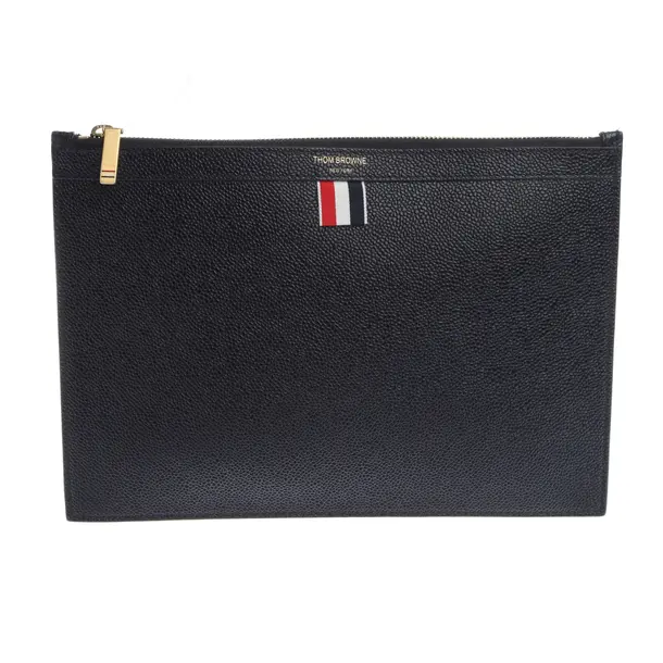 Clutch Bag in Black, Leather, Thom Browne