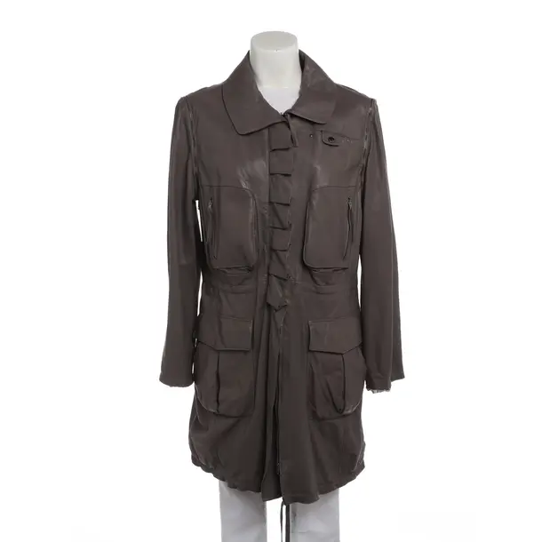 Leather Coat in Gray, Leather, Marc Cain