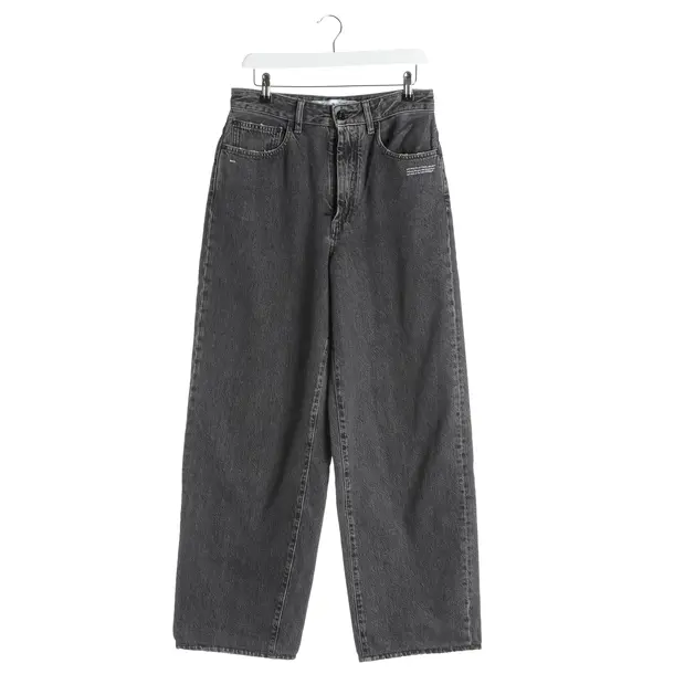 Jeans straight fit, in Nero, Cotone, Bianco sporco