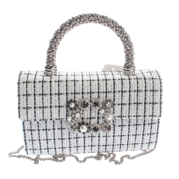 Handtasche, in Schwarz, Baumwolle, Roger Vivier