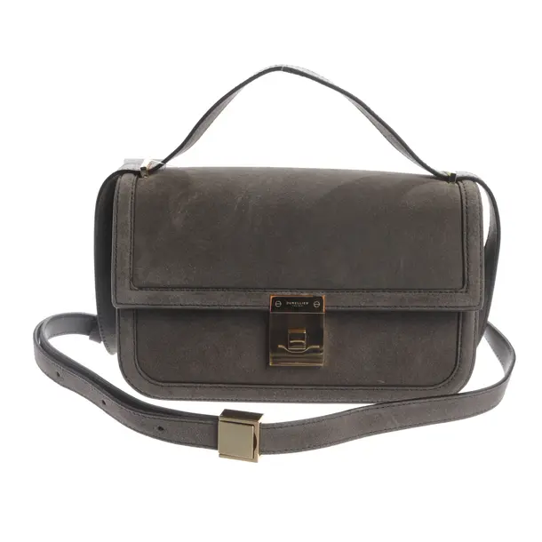 Schultertasche, in Dunkelgrau, Leder, DeMellier