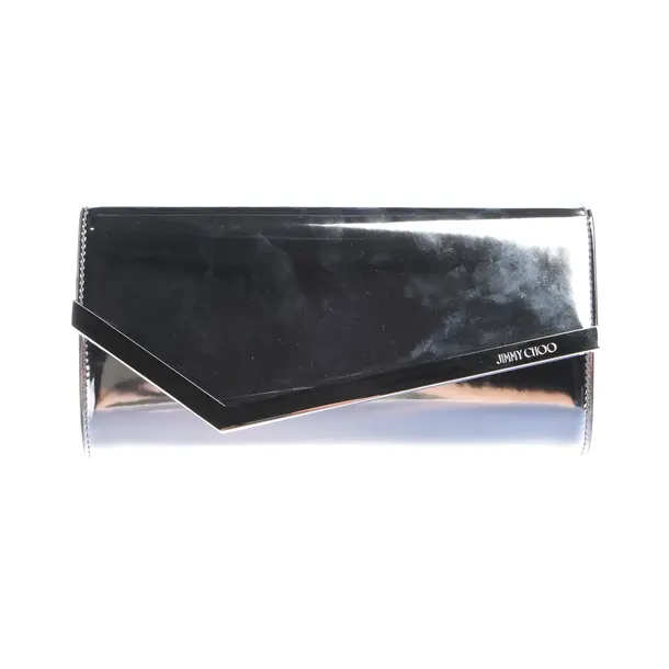 Clutch, in Silber, Leder, Jimmy Choo