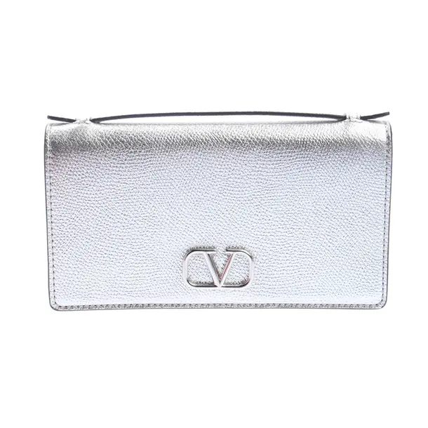 Clutch Bag, in Silver, Leather, Valentino