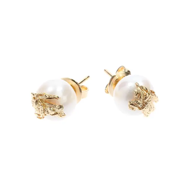 Earrings, in White, Metal (metallic, metallized), Burberry