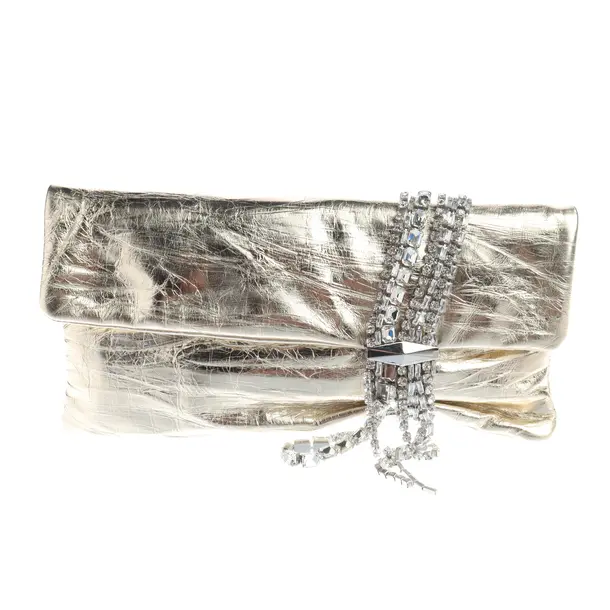 Clutch Bag, in Gold, Leather, Jimmy Choo