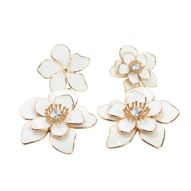 Earrings, in Beige, Metal (metallic, metallized), self-portrait