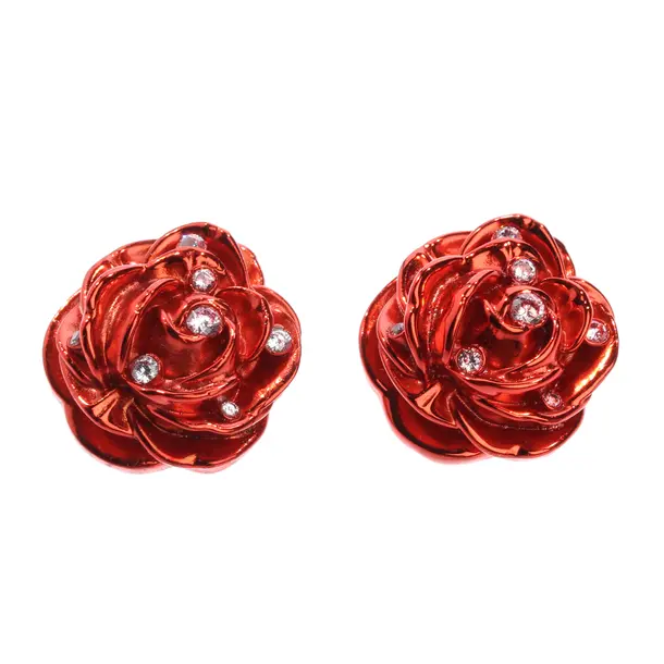 Ohrringe, in Rot, Metall (metallisch, metallisiert), Magda Butrym