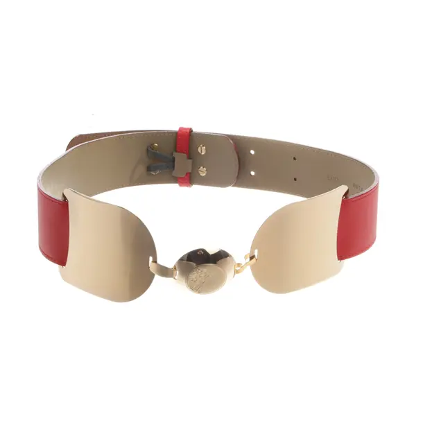 Belt, in Red, Leather, Versace