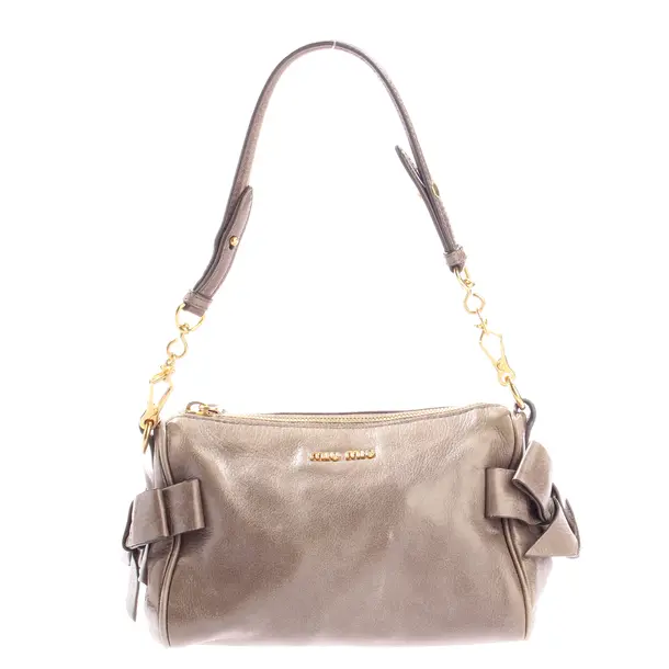 Shoulder Bag, in Gray, Leather, Miu Miu