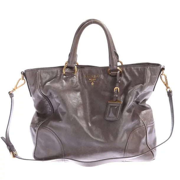 Handtasche, in Grau, Leder, Prada