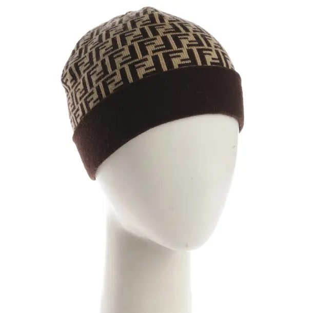 Mütze, in Beige, Wolle, Fendi