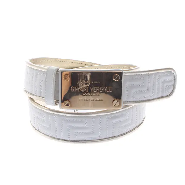Belt, in White, Leather, Versace