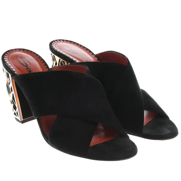 Heeled Sandals, in Black, Santoni