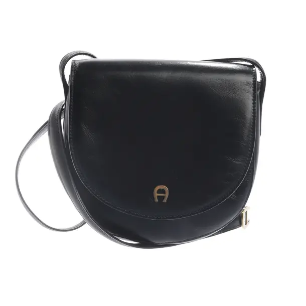 Shoulder Bag, in Black, Leather, Aigner