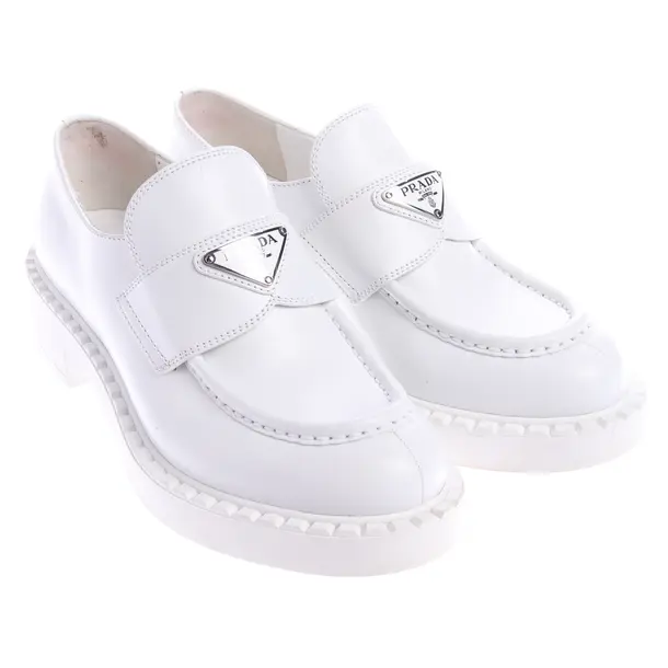 Loafers, in White, Prada
