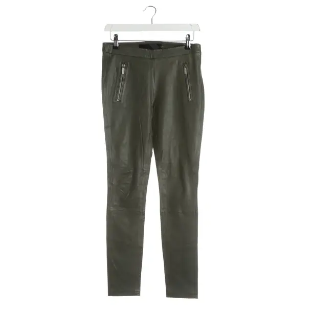 Pants, in Dark Green, Leather, Karl Lagerfeld