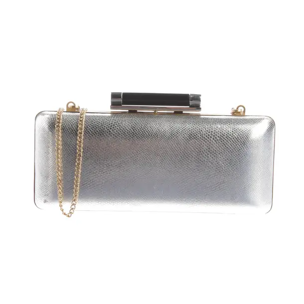 Clutch, in Silber, Leder, Diane von Furstenberg