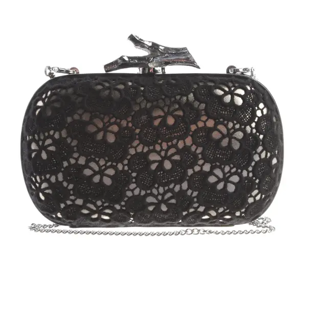Clutch Bag, in Black, Leather, Diane von Furstenberg