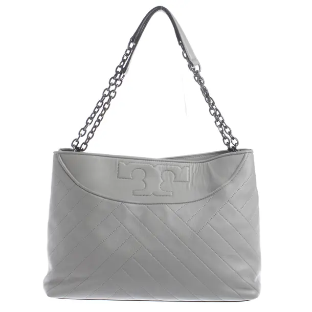 Schultertasche, in Grau, Leder, Tory Burch
