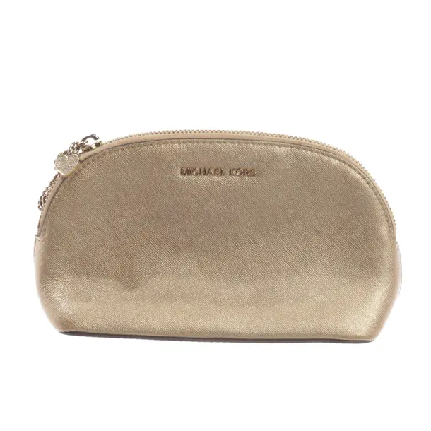 Cosmetic Bag, in Gold, Leather, Michael Kors