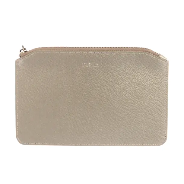 Clutch Bag, in Gold, Leather, Furla