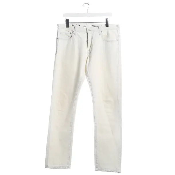 Straight Fit Jeans, in Beige, Cotton, Off-White