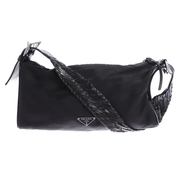 Shoulder Bag, in Black, Polyamide, Prada