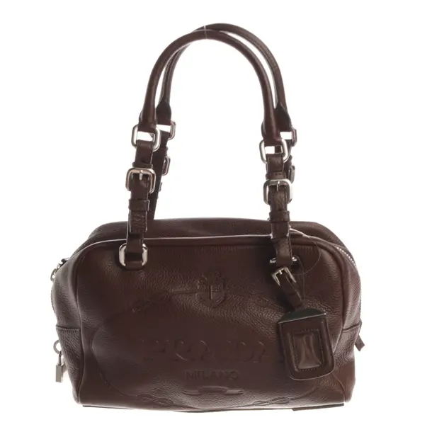 Handbag, in Dark Brown, Leather, Prada