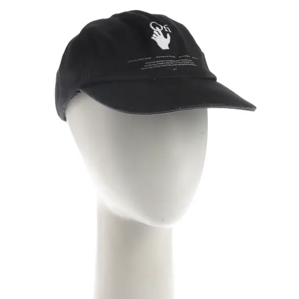 Cap, in Schwarz, Baumwolle, Off-White
