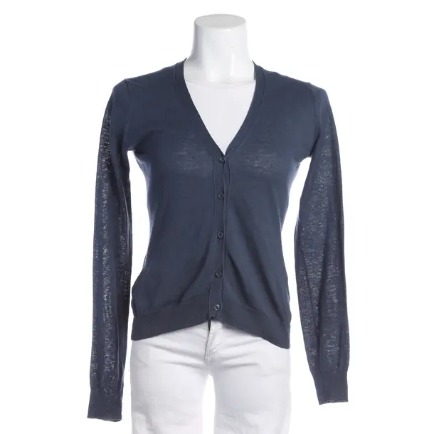 Cardigan, in Blue, Linen, Closed