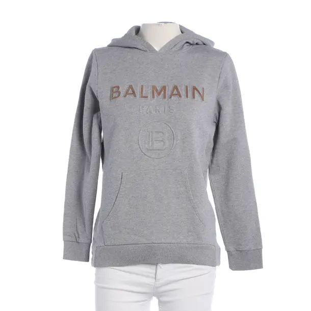 Hoodie, in Hellgrau, Baumwolle, Balmain