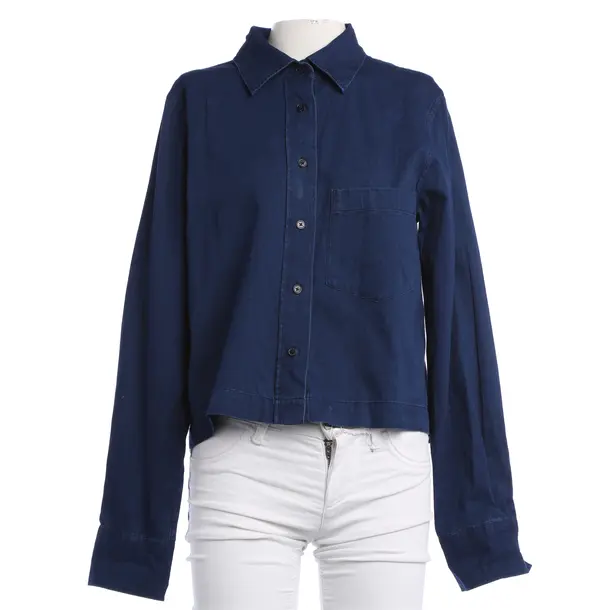 Blouse, in Navy, Cotton, Closed