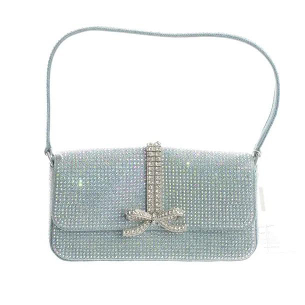 Shoulder Bag, in Light Blue, Cotton, self-portrait