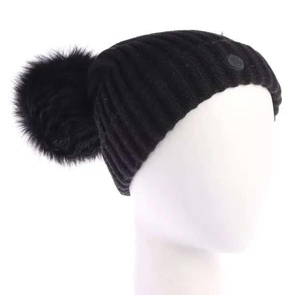 Beanie, in Black, Wool, Bogner