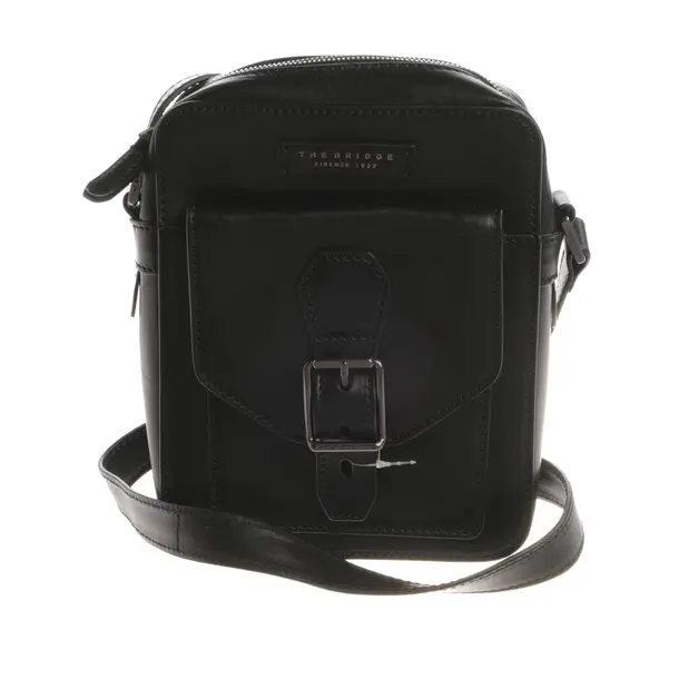 Messenger Bag, in Black, Leather, The Bridge