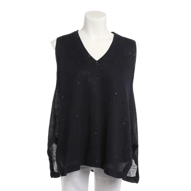 Top, in Blau, Leinen, Brunello Cucinelli