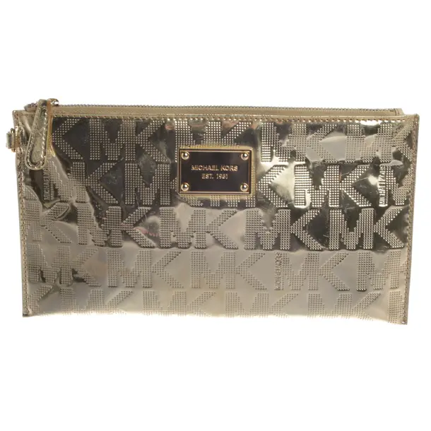 Cosmetic Bag, in Gold, Leather, Michael Kors