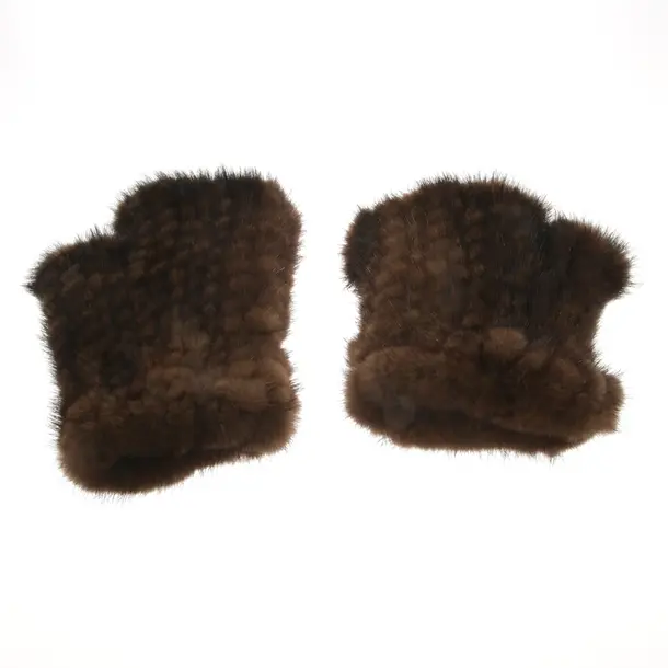 Lederhandschuhe, in Dunkelbraun, Fell, Max Mara