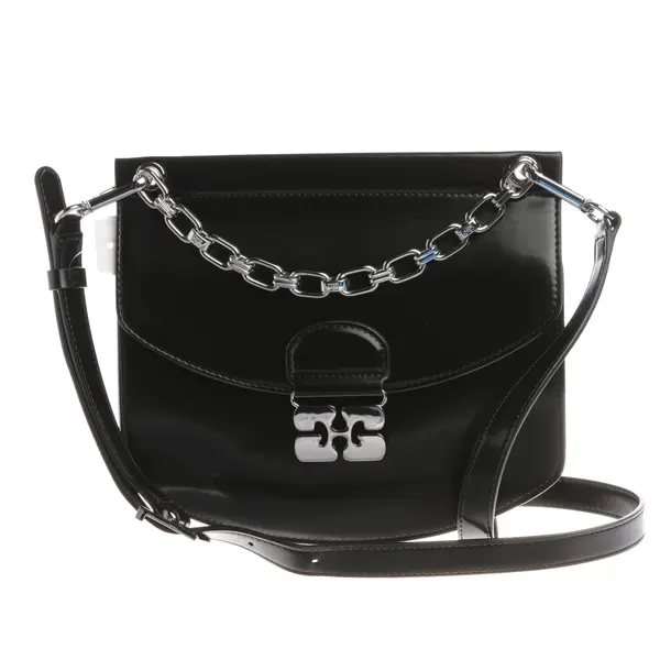 Schultertasche, in Schwarz, Leder, Ganni