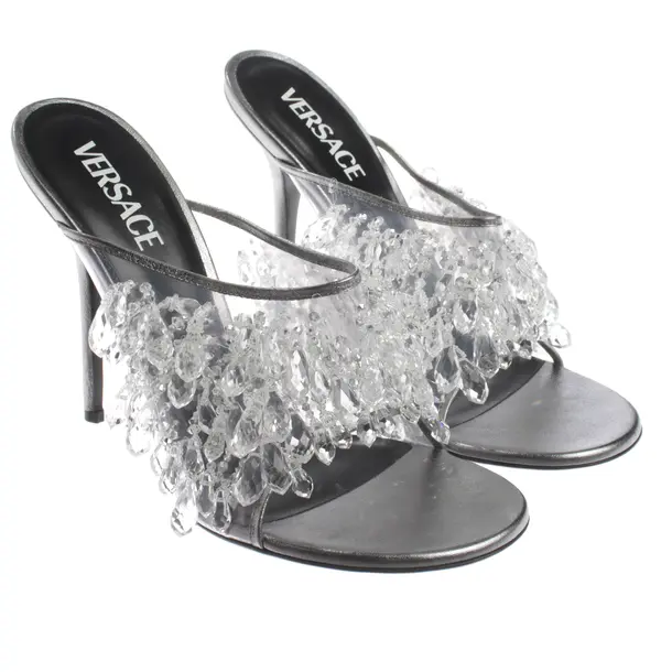 Heeled Sandals, in Silver, Versace