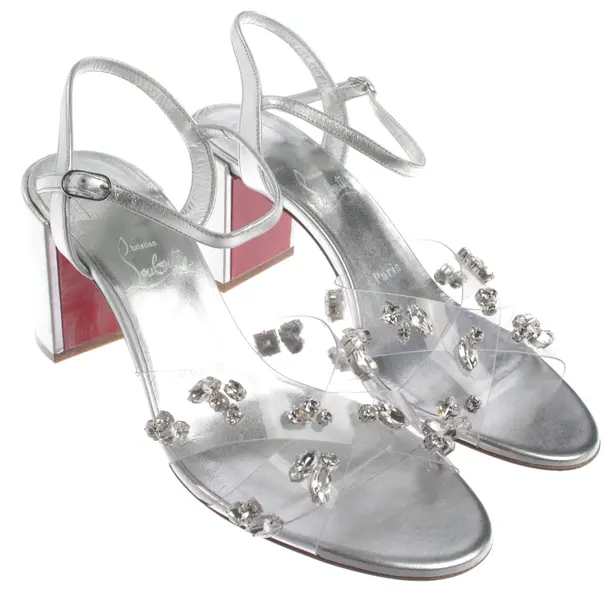 Heeled Sandals, in Silver, Christian Louboutin