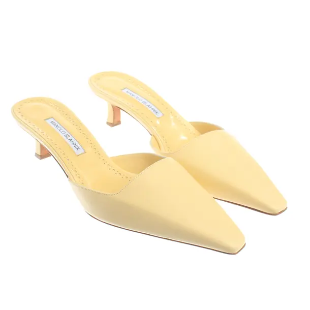Heeled Mules, in Yellow, Manolo Blahnik