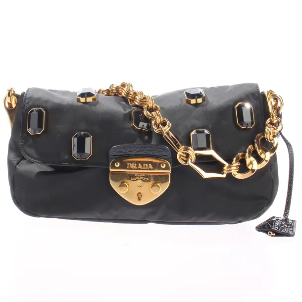 Schultertasche, in Schwarz, Polyamid, Prada