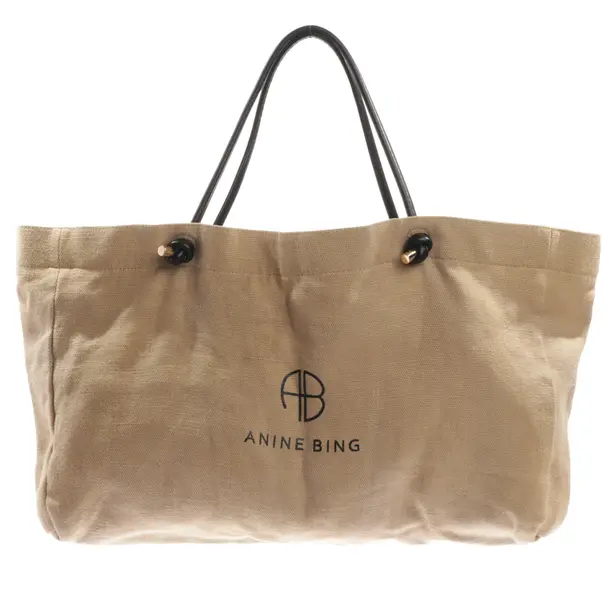 Shopper Bag, in Beige, Linen, Anine Bing