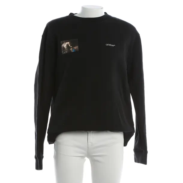 Sweatshirt, in Black, Cotton, Off-White