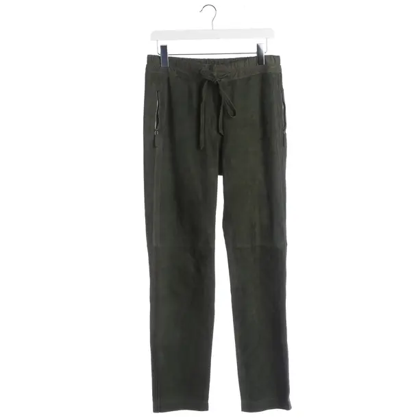 Pantaloni, in Verde scuro, Pelle, Pantofola da donna