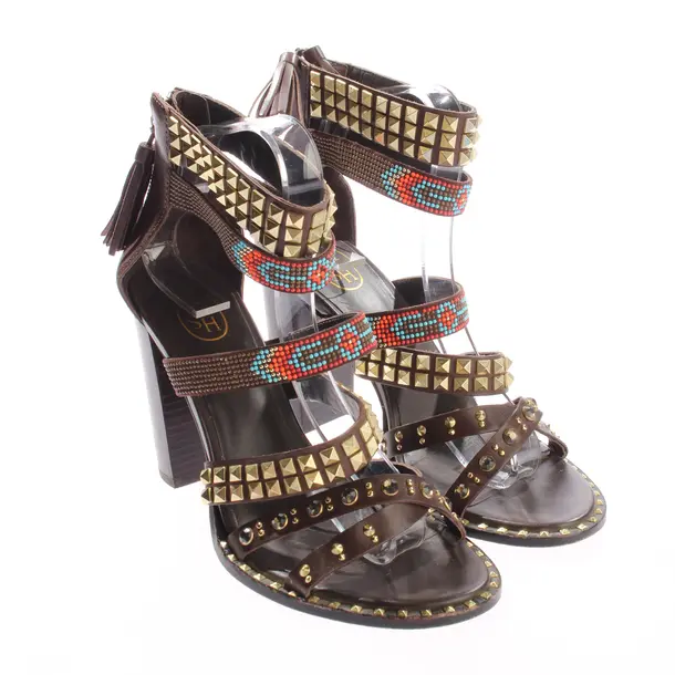 Heeled Sandals, in Brown, Ash