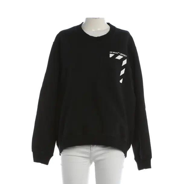 Felpa, in Nero, Cotone, Bianco sporco