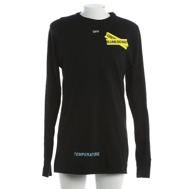 Long Sleeve Shirt, in Black, Cotton, Off-White