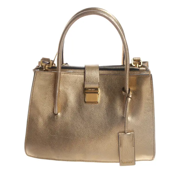Handbag, in Gold, Leather, Miu Miu